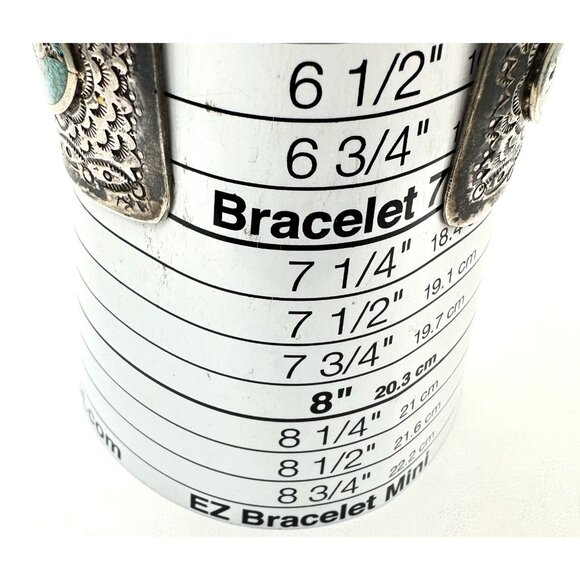 Native American Peyote Bird Inlay Turquoise Sterling Silver Watch Cuff 114 Grams - Picture 2 of 7